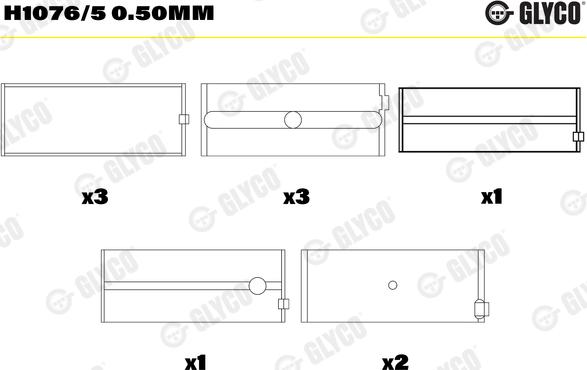 Glyco H1076/5 0.50mm - Подшипник коленвала avtokuzovplus.com.ua