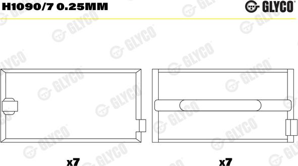 Glyco H1090/7 0.25mm - Підшипник коленвала autocars.com.ua