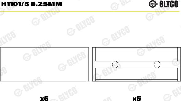 Glyco H1101/5 0.25mm - Подшипник коленвала avtokuzovplus.com.ua