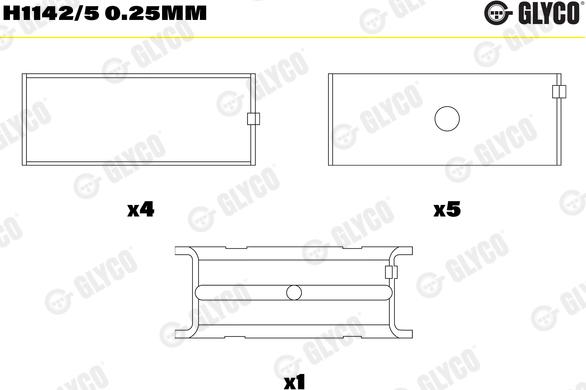 Glyco H1142/5 0.25mm - Підшипник коленвала autocars.com.ua