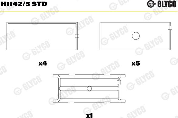 Glyco H1142/5 STD - Підшипник коленвала autocars.com.ua