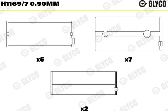 Glyco H1169/7 0.50mm - Підшипник коленвала autocars.com.ua