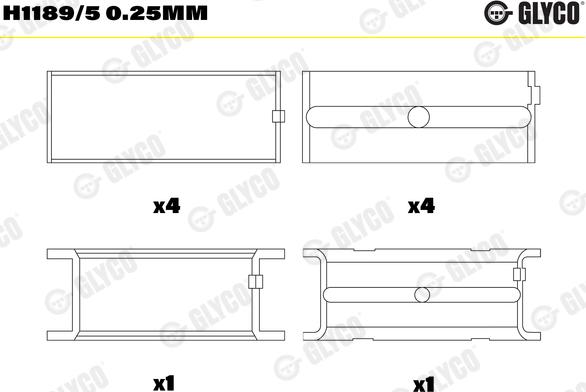 Glyco H1189/5 0.25mm - Підшипник коленвала autocars.com.ua