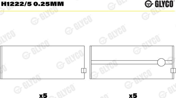 Glyco H1222/5 0.25mm - Підшипник коленвала autocars.com.ua