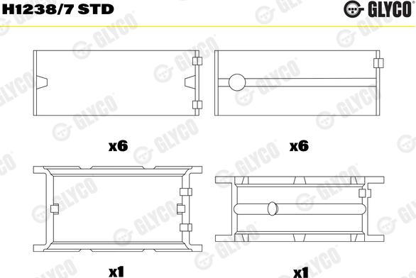 Glyco H1238/7 STD - Подшипник коленвала avtokuzovplus.com.ua