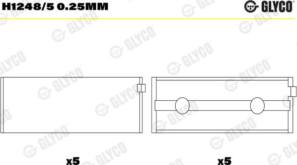 Glyco H1248/5 0.25mm - Підшипник коленвала autocars.com.ua