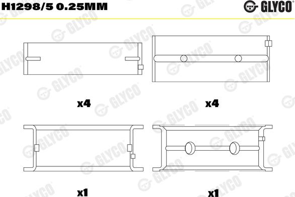 Glyco H1298/5 0.25MM - Подшипник коленвала avtokuzovplus.com.ua