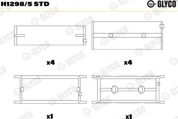 Glyco H1298/5 STD - Підшипник коленвала autocars.com.ua