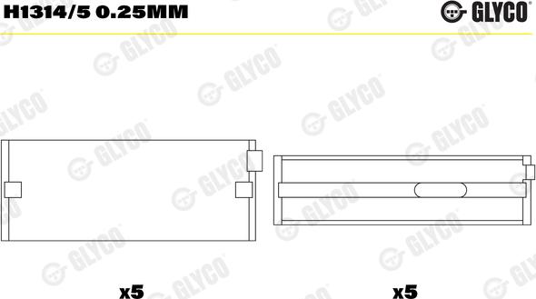 Glyco H1314/5 0.25MM - Підшипник коленвала autocars.com.ua