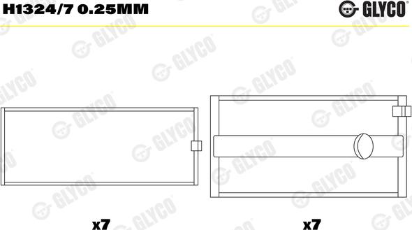 Glyco H1324/7 0.25mm - Підшипник коленвала autocars.com.ua