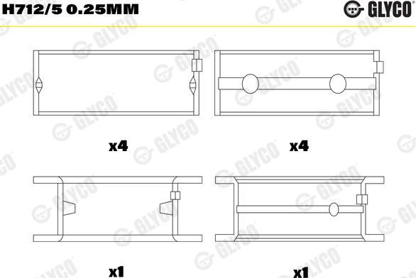 Glyco H712/5 0.25mm - Підшипник коленвала autocars.com.ua