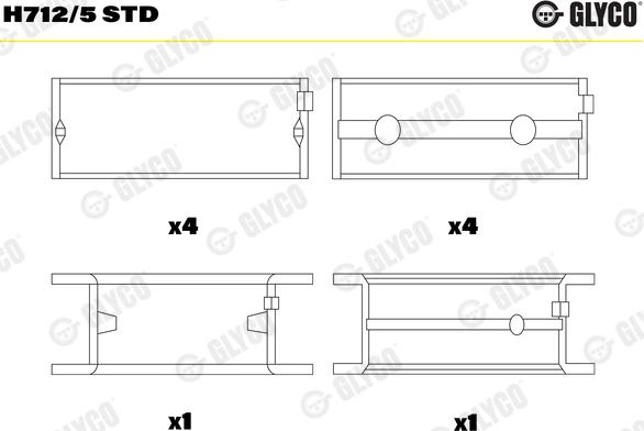 Glyco H712/5 STD - Підшипник коленвала autocars.com.ua