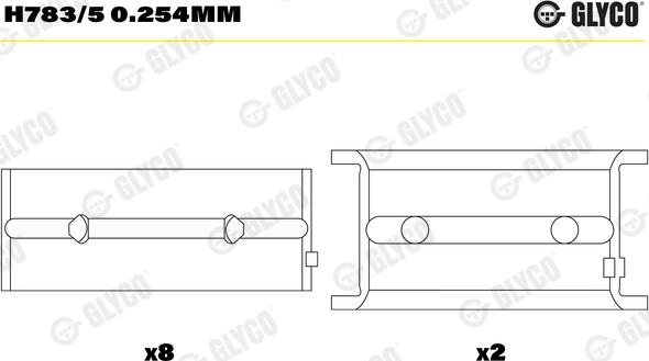 Glyco H783/5 0.254mm - Підшипник коленвала autocars.com.ua