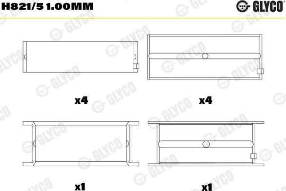 Glyco H821/5 1.00mm - Подшипник коленвала avtokuzovplus.com.ua