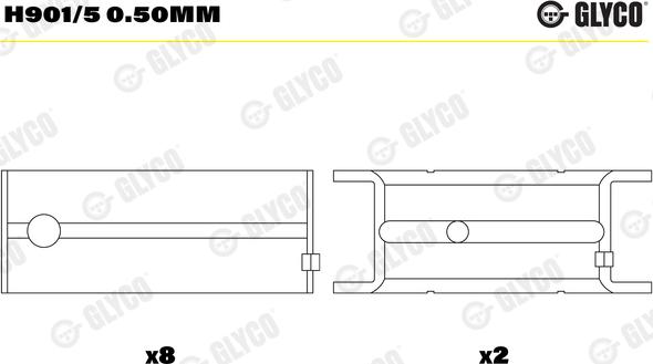 Glyco H901/5 0.50mm - Підшипник коленвала autocars.com.ua