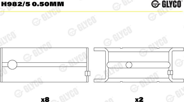 Glyco H982/5 0.50mm - Підшипник коленвала autocars.com.ua