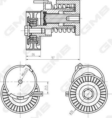 GMB GAT21190 - Натягувач ременя, клинові зуб. autocars.com.ua