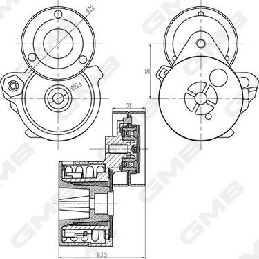 GMB GAT21460 - Натягувач ременя, клинові зуб. autocars.com.ua