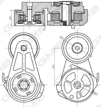 GMB GAT21980 - Натягувач ременя, клинові зуб. autocars.com.ua