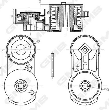 GMB GAT22340 - Натягувач ременя, клинові зуб. autocars.com.ua