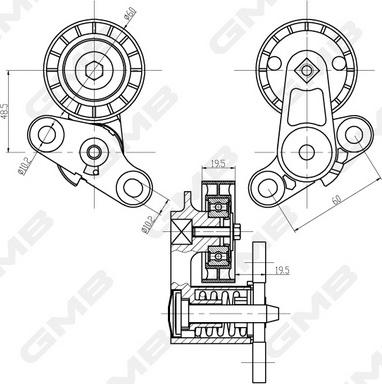 GMB GAT30080 - Натягувач ременя, клинові зуб. autocars.com.ua