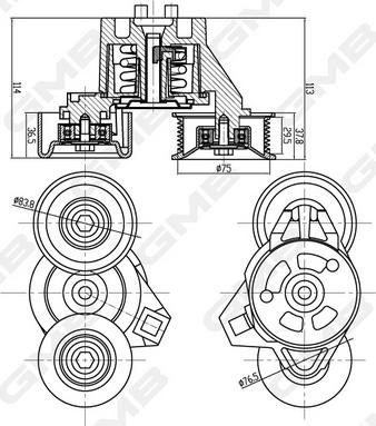 GMB GAT30260 - Натягувач ременя, клинові зуб. autocars.com.ua