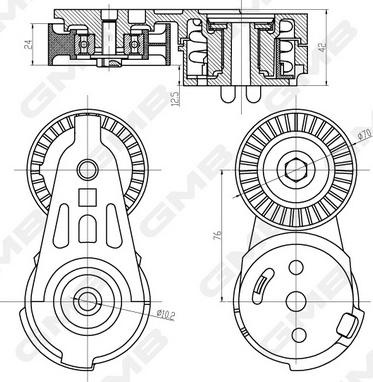 GMB GAT30440 - Натягувач ременя, клинові зуб. autocars.com.ua