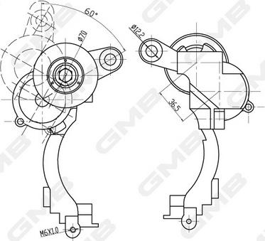 GMB GAT31700 - Натягувач ременя, клинові зуб. autocars.com.ua