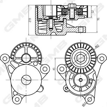 GMB GAT32560 - Натягувач ременя, клинові зуб. autocars.com.ua