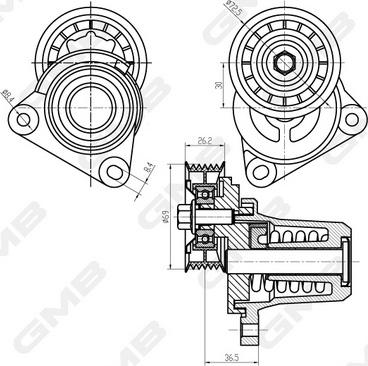 GMB GAT32590 - Натяжитель, поликлиновый ремень avtokuzovplus.com.ua