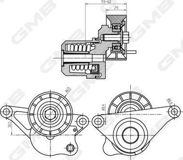 GMB GAT32690 - Натягувач ременя, клинові зуб. autocars.com.ua