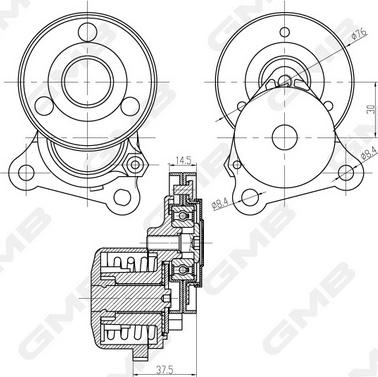 GMB GAT32880 - Натягувач ременя, клинові зуб. autocars.com.ua