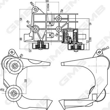 GMB GAT33010 - Натягувач ременя, клинові зуб. autocars.com.ua