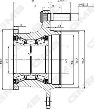 GMB GH23740T - Ступица колеса, поворотный кулак avtokuzovplus.com.ua