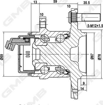 GMB GH34920A - Маточина колеса autocars.com.ua