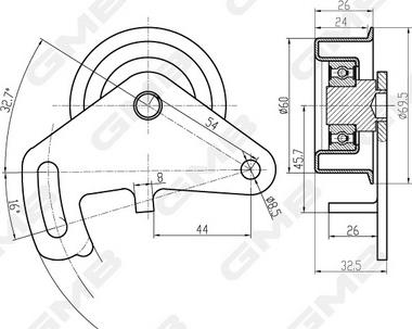 GMB GT80890 - Натяжна ролик, ремінь ГРМ autocars.com.ua