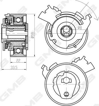 GMB GTB0030 - Натяжной ролик, ремень ГРМ avtokuzovplus.com.ua