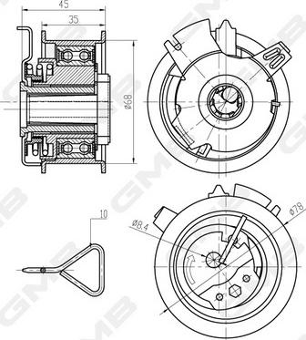 GMB GTB0190 - Натяжной ролик, ремень ГРМ avtokuzovplus.com.ua