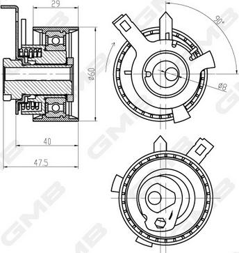 GMB GTB0290 - Натяжной ролик, ремень ГРМ avtokuzovplus.com.ua