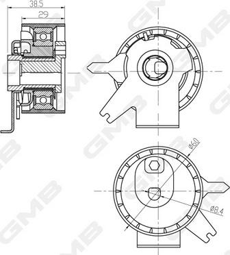 GMB GTB0350 - Натяжной ролик, ремень ГРМ avtokuzovplus.com.ua