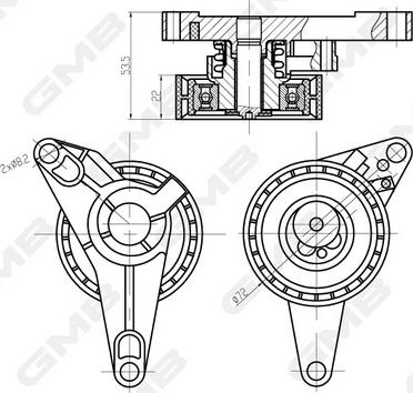 GMB GTB0800 - Натяжной ролик, ремень ГРМ avtokuzovplus.com.ua