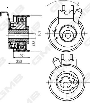 GMB GTB0820 - Натяжной ролик, ремень ГРМ avtokuzovplus.com.ua