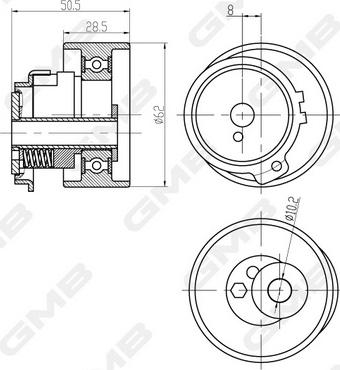 GMB GTB0870 - Натяжной ролик, ремень ГРМ avtokuzovplus.com.ua