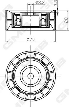 GMB GTC0480 - Паразитний / Провідний ролик, зубчастий ремінь autocars.com.ua