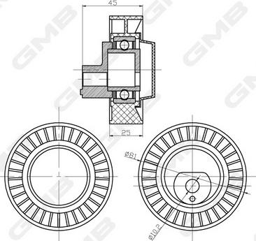 GMB GTC0500 - Направляющий ролик, зубчатый ремень avtokuzovplus.com.ua