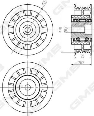 GMB GTC0550 - Направляющий ролик, зубчатый ремень avtokuzovplus.com.ua