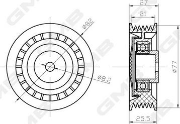 GMB GTC0670 - Паразитний / Провідний ролик, зубчастий ремінь autocars.com.ua