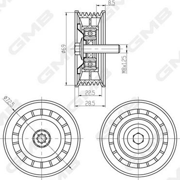 GMB GTC1450 - Направляющий ролик, зубчатый ремень avtokuzovplus.com.ua