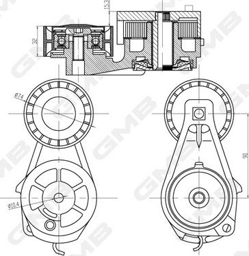 GMB GAT22330 - Натягувач ременя, клинові зуб. autocars.com.ua
