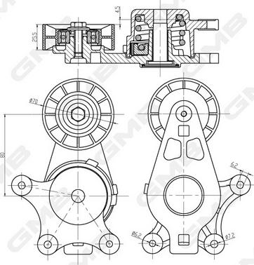 GMB GAT30500 - Натягувач ременя, клинові зуб. autocars.com.ua